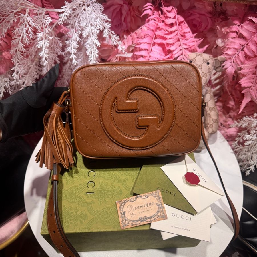Gucci焦糖色相機包流蘇/王吉娜古董精品-0