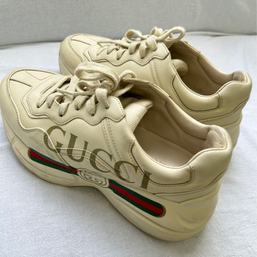 Gucci古馳腰帶老爹鞋,36.5碼,象牙白拼皮,-8