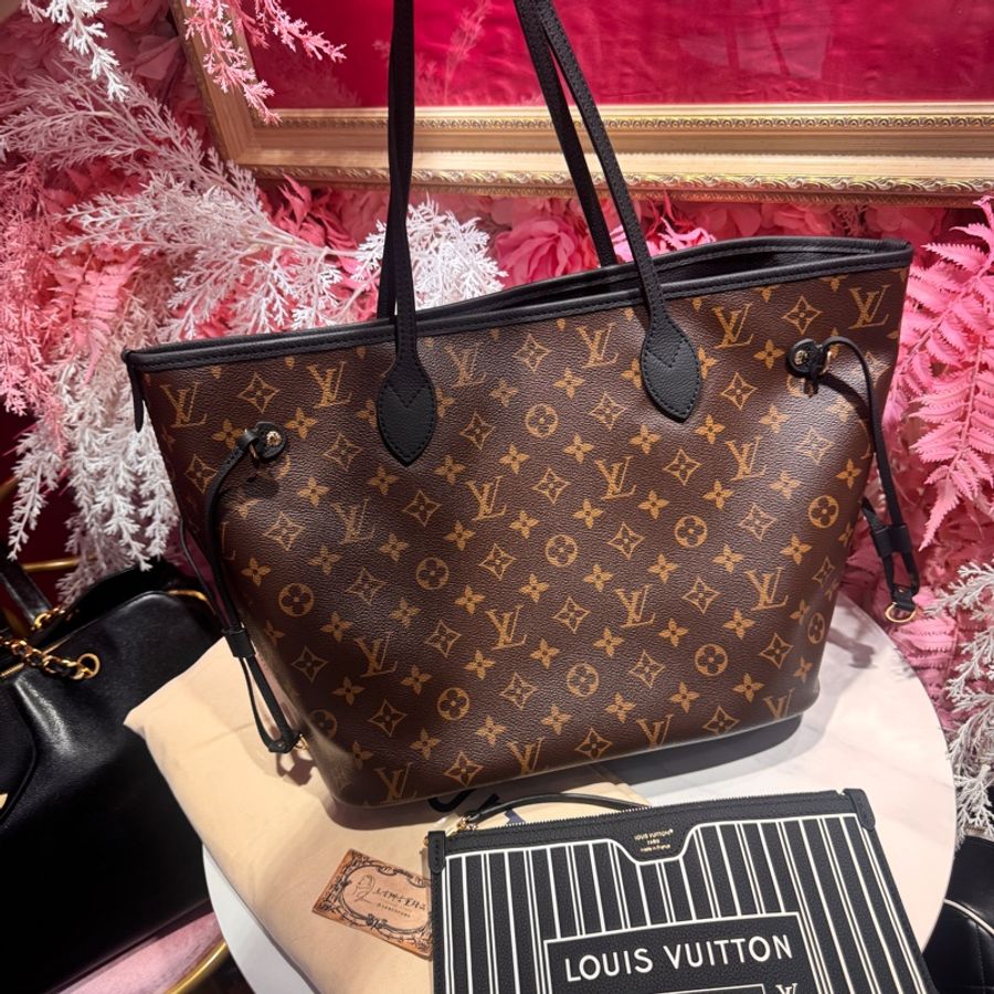 LV 新款neverfull 黑/王吉娜古董精品-0