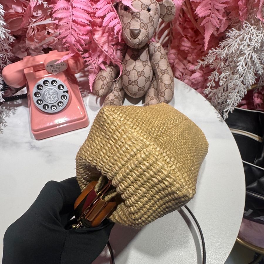Fendi 竹編斜背包/手拿包/王吉娜古董精品-5