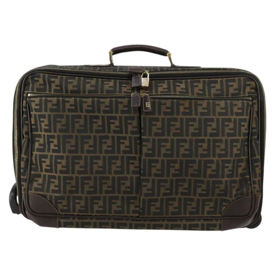 【日本直送】FENDI Zucca帆布手提包 黑色 棕色 正品 yk19369-12