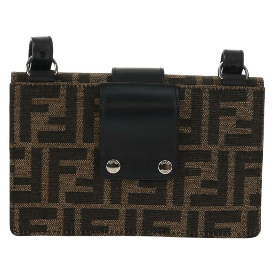 【日本直送】FENDI Zucca帆布法棍單肩包 黑色 棕色 銀色 正品 146069M-1