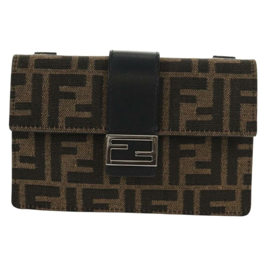 【日本直送】FENDI Zucca帆布法棍單肩包 黑色 棕色 銀色 正品 146069M-12