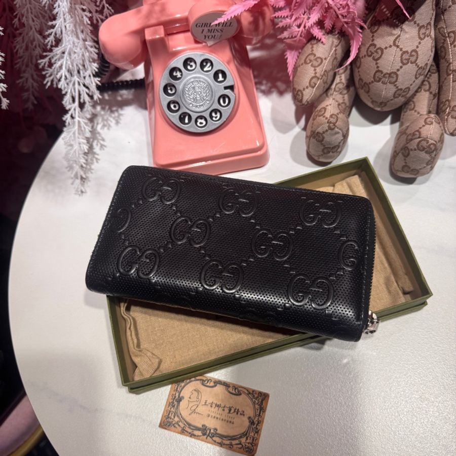 Gucci 黑長夾/王吉娜古董精品-4