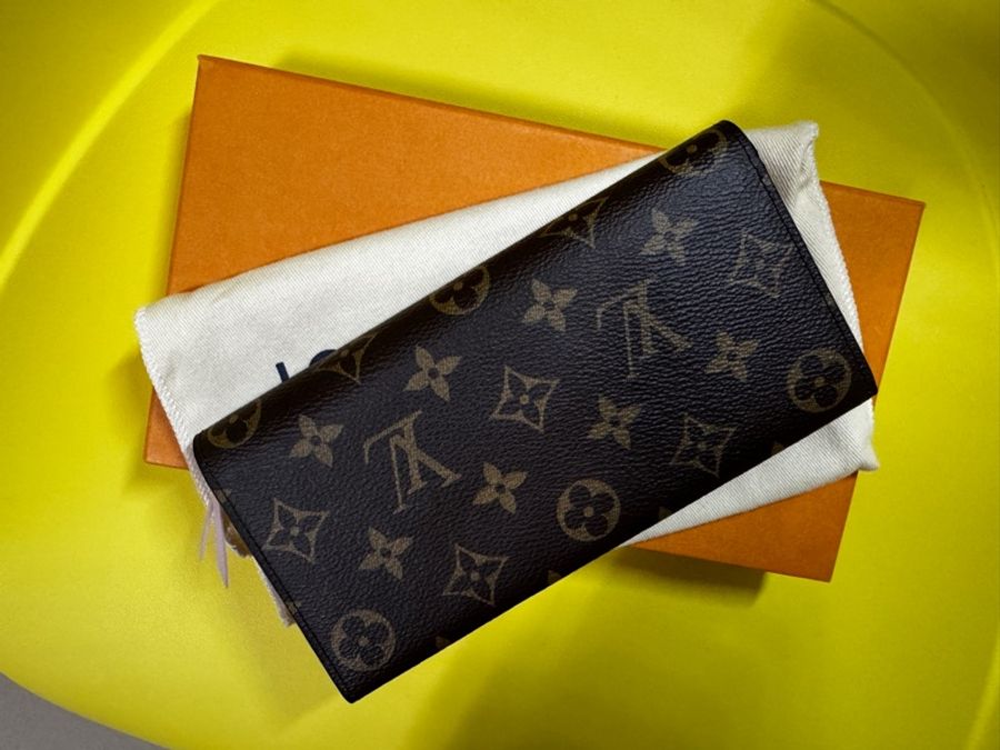 Louis Vuitton LV路易威登 M61289 Emilie經典Monogram釦式長夾（咖啡/ 內粉色）-2