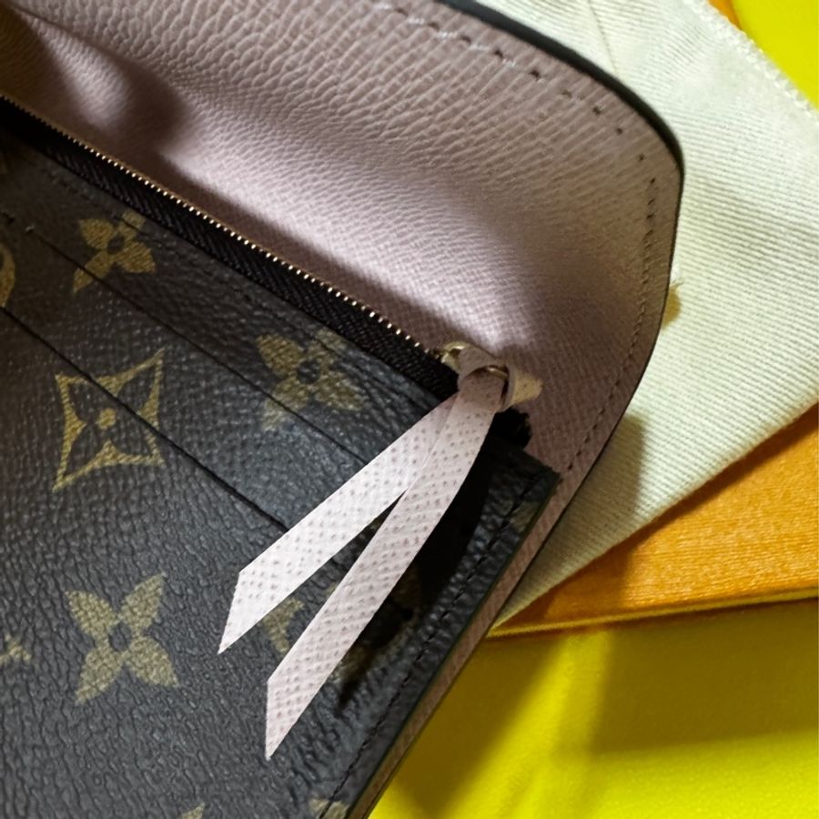 Louis Vuitton LV路易威登 M61289 Emilie經典Monogram釦式長夾（咖啡/ 內粉色）-10