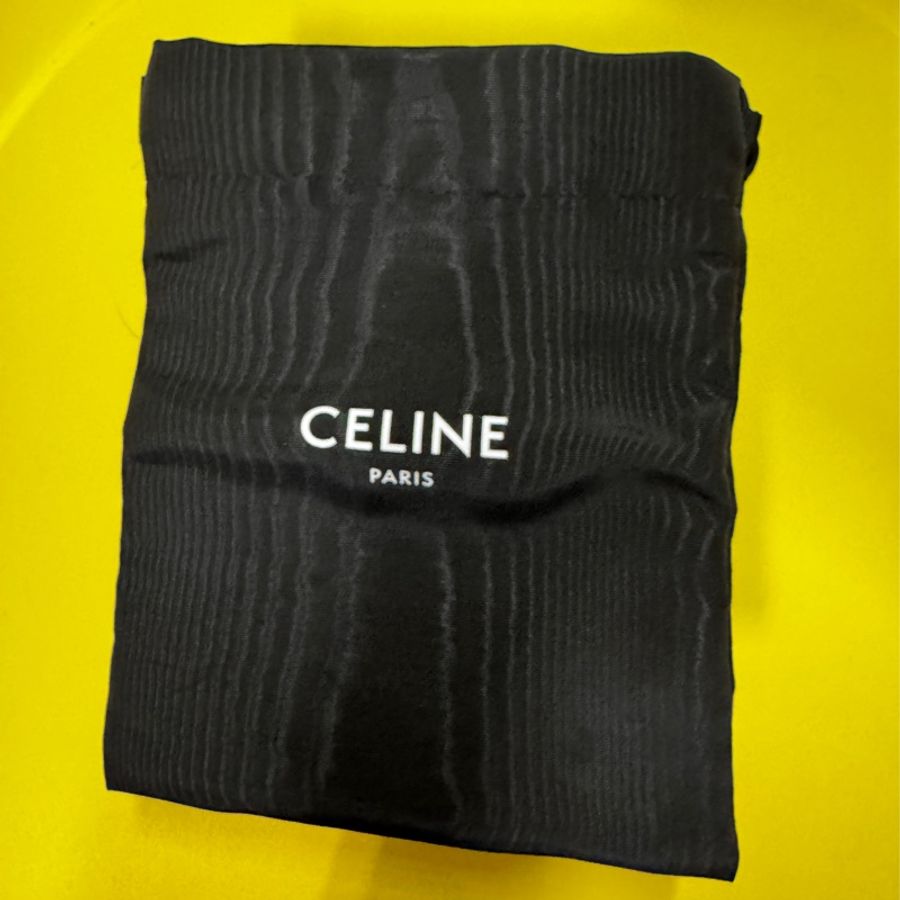 CELINE Triomphe 凱旋門扣三折短夾-老花帆布拼小牛皮黃褐-3
