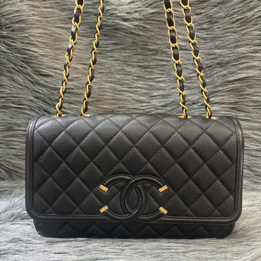 CHANEL A93341 VANITY COCO CF 25 雙C 黑色荔枝皮金鍊 肩背包 斜背包-1
