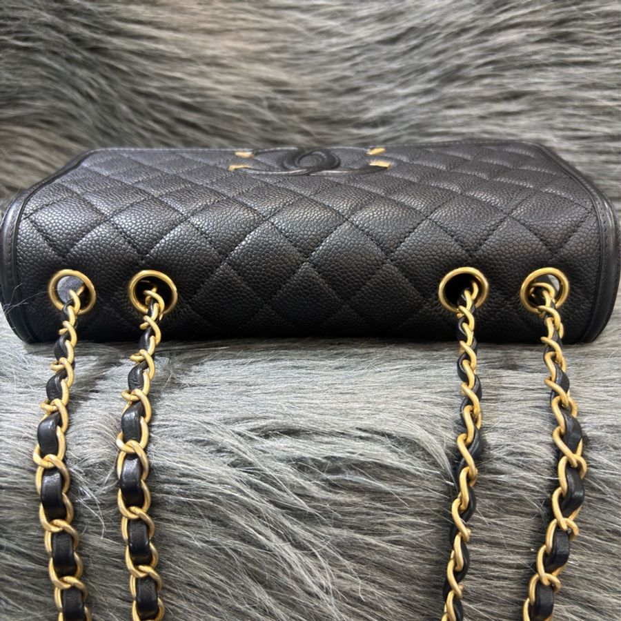 CHANEL A93341 VANITY COCO CF 25 雙C 黑色荔枝皮金鍊 肩背包 斜背包-15