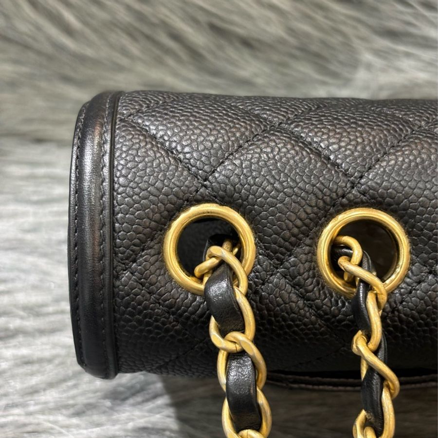 CHANEL A93341 VANITY COCO CF 25 雙C 黑色荔枝皮金鍊 肩背包 斜背包-17
