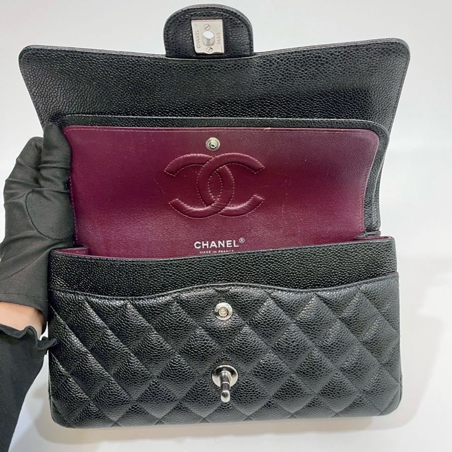 Chanel黑銀COCO25口蓋包A01112-6