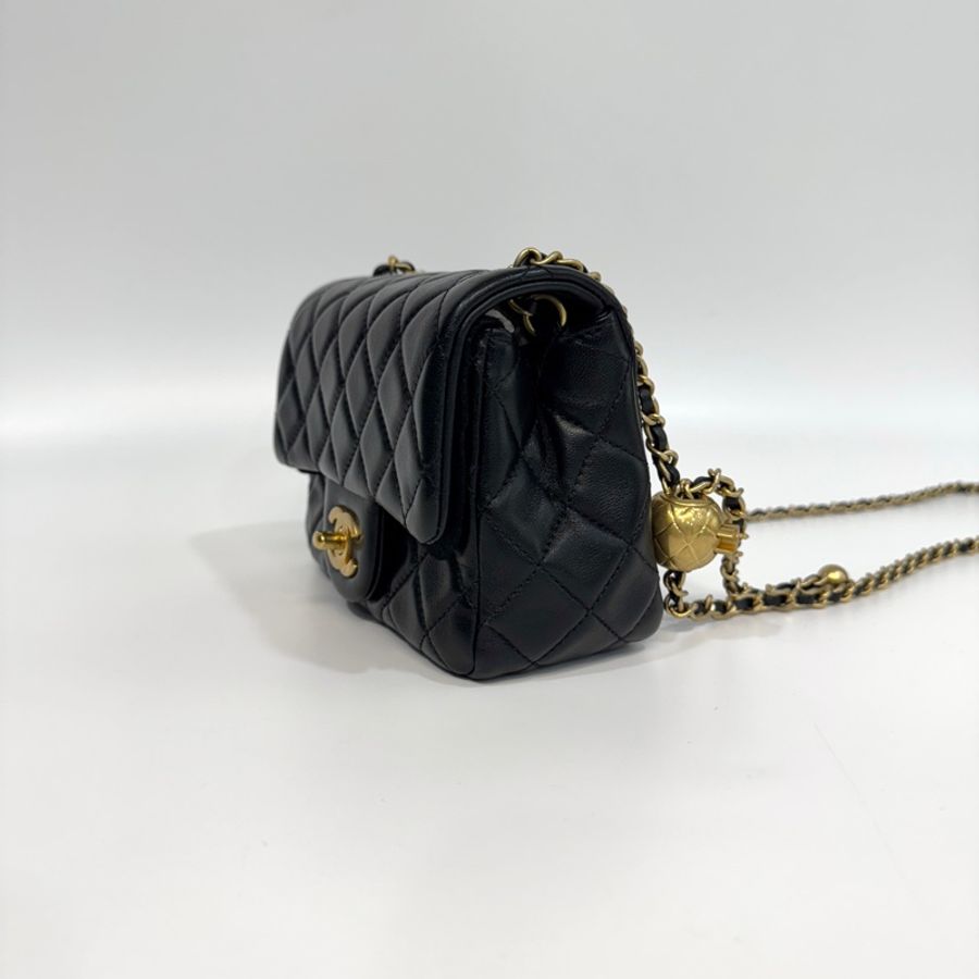 🖤香奈兒史上優惠CHANEL黑金菱格羊皮金球方胖AS1786-3
