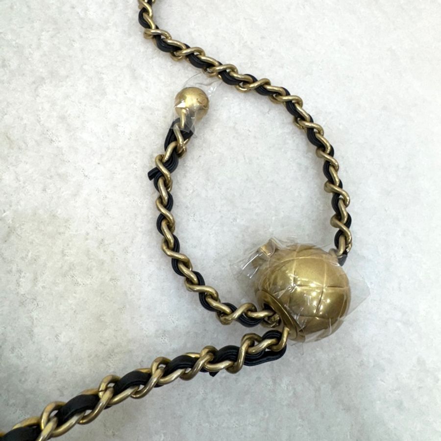 🖤Chanel 香奈兒 黑色 菱格紋 羊皮 金球 Mini 方胖 肩背包 鍊帶包 金釦 AS1786-12