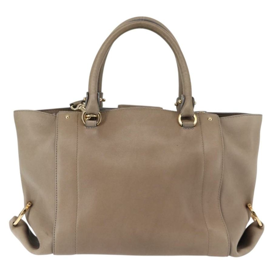 【日本直送】Salvatore Ferragamo Gancini 手提包 皮革 兩用 米色 金色 正品 sw1593-1
