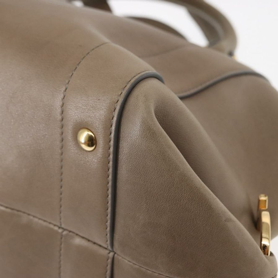 【日本直送】Salvatore Ferragamo Gancini 手提包 皮革 兩用 米色 金色 正品 sw1593-9
