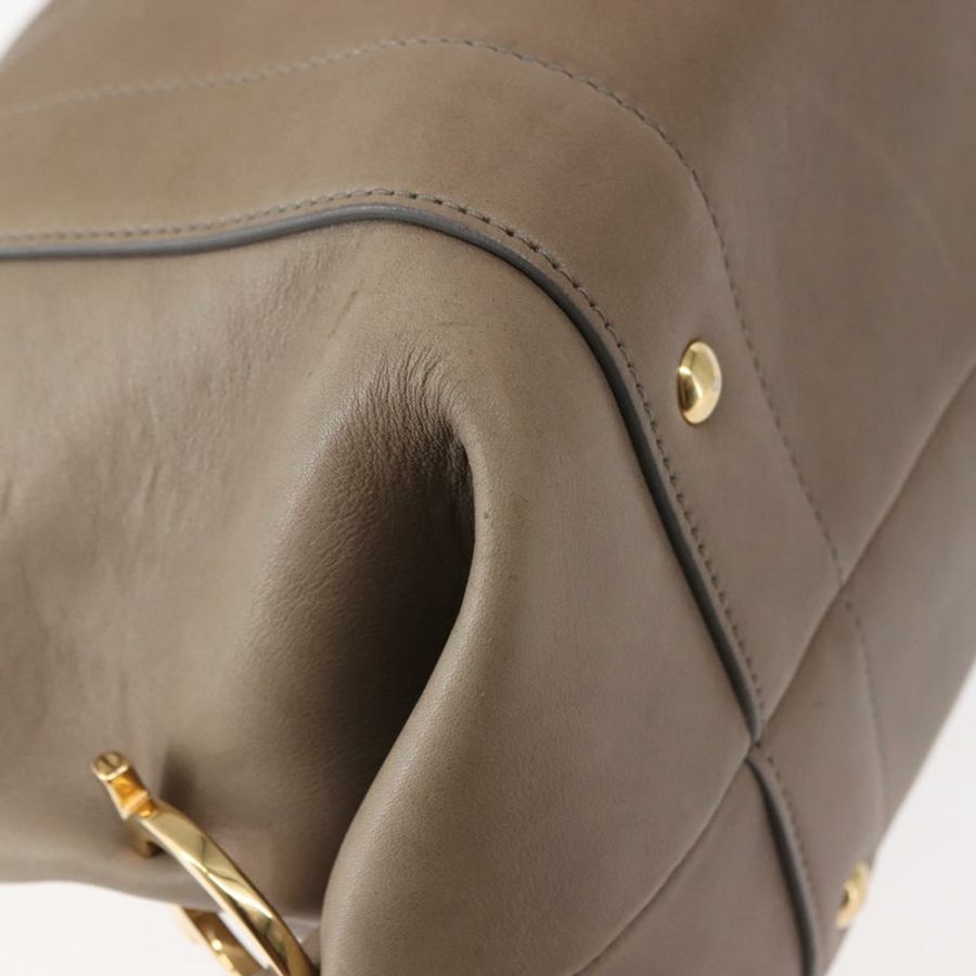 【日本直送】Salvatore Ferragamo Gancini 手提包 皮革 兩用 米色 金色 正品 sw1593-16