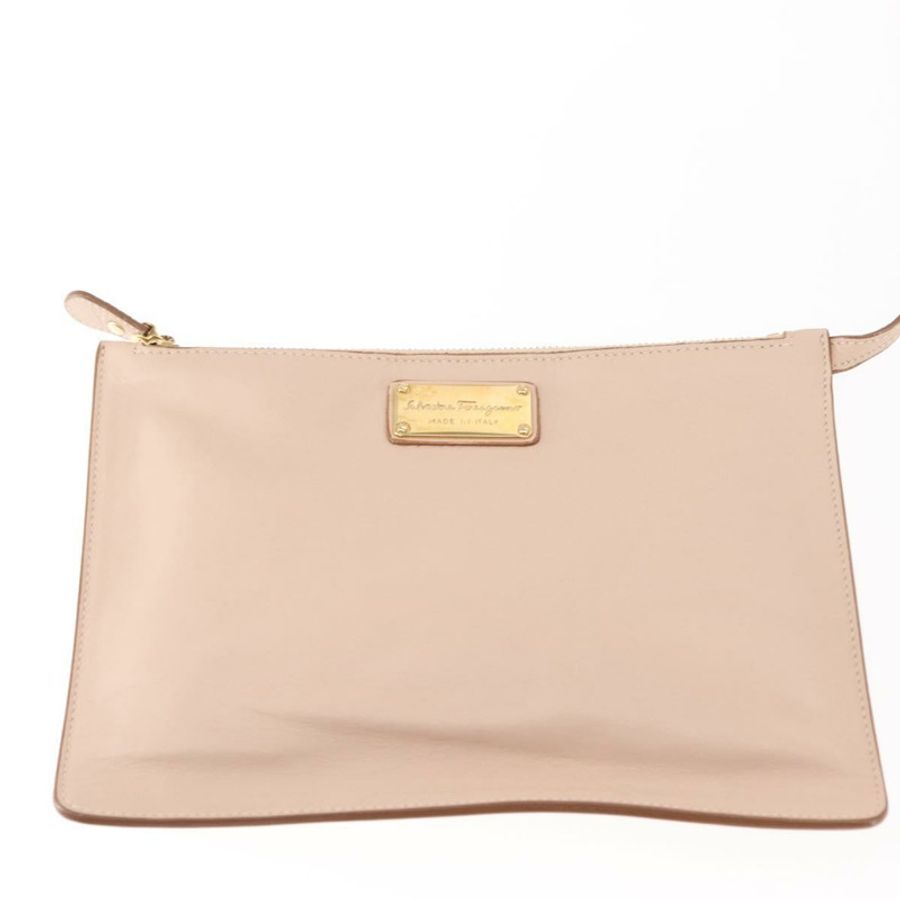 【日本直送】Salvatore Ferragamo Gancini 單肩包 皮革 粉紅色 金色 正品 145992-20