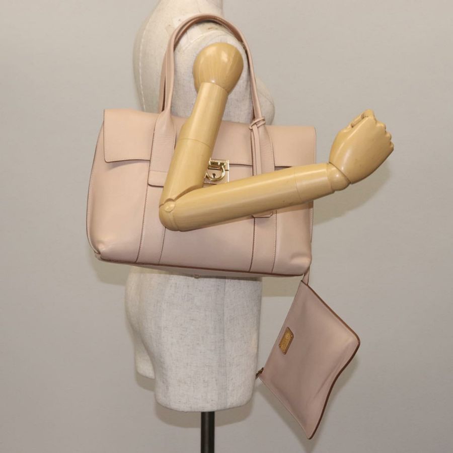 【日本直送】Salvatore Ferragamo Gancini 單肩包 皮革 粉紅色 金色 正品 145992-23
