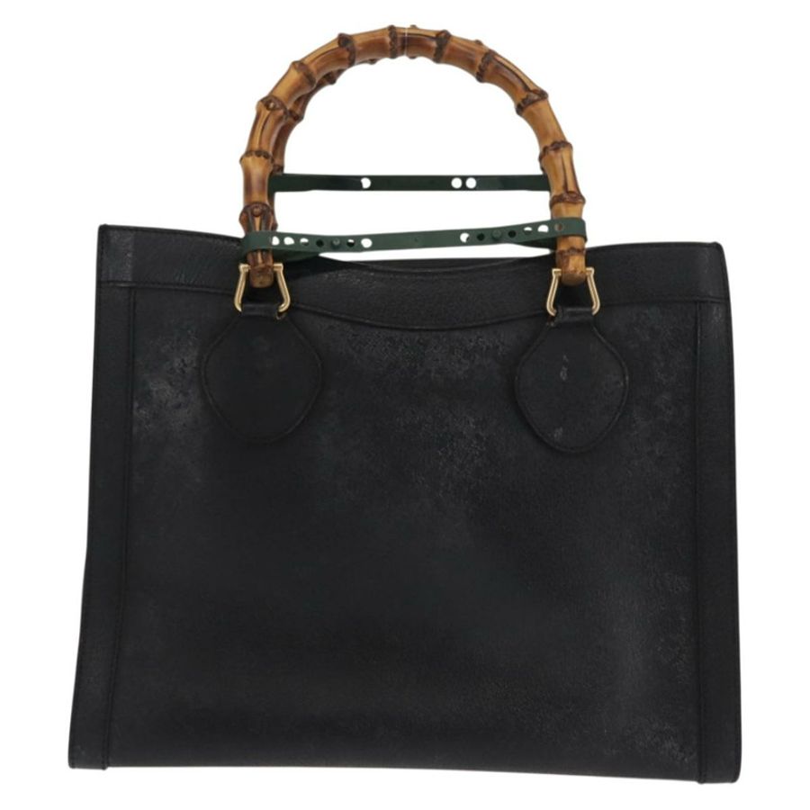 【日本直送】GUCCI 竹節手提包 皮革 黑色 金色 002 1186 0260 正品 146413-1