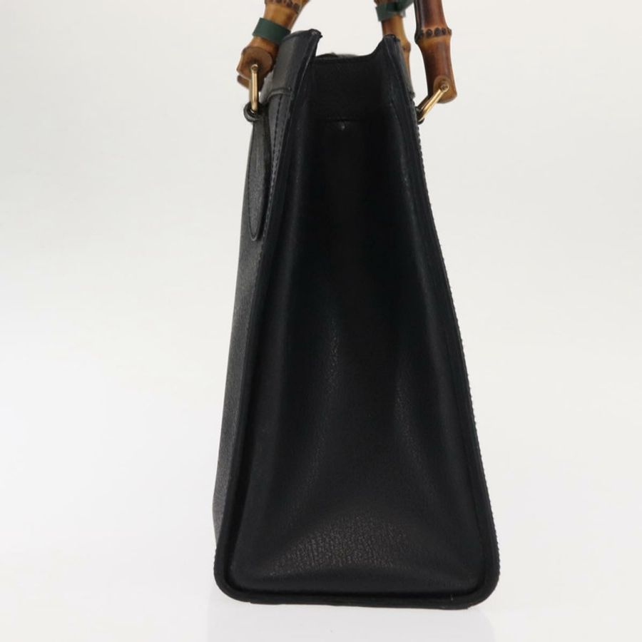 【日本直送】GUCCI 竹節手提包 皮革 黑色 金色 002 1186 0260 正品 146413-3