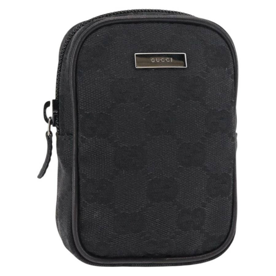 【日本直送】GUCCI GG帆布手拿包 黑色 銀色 74245 正品 am9252-0