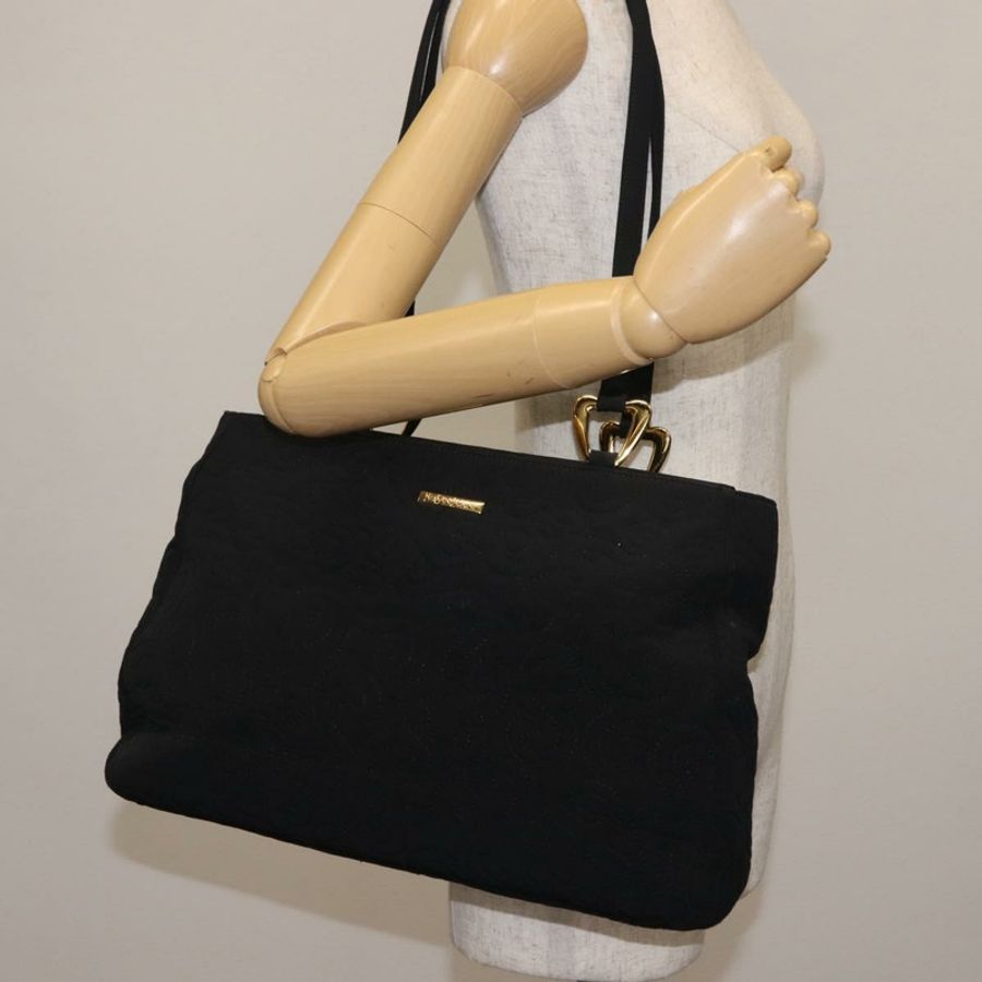 【日本直送】SAINT LAURENT 尼龍黑色金色手提包 Auth bs29972-20
