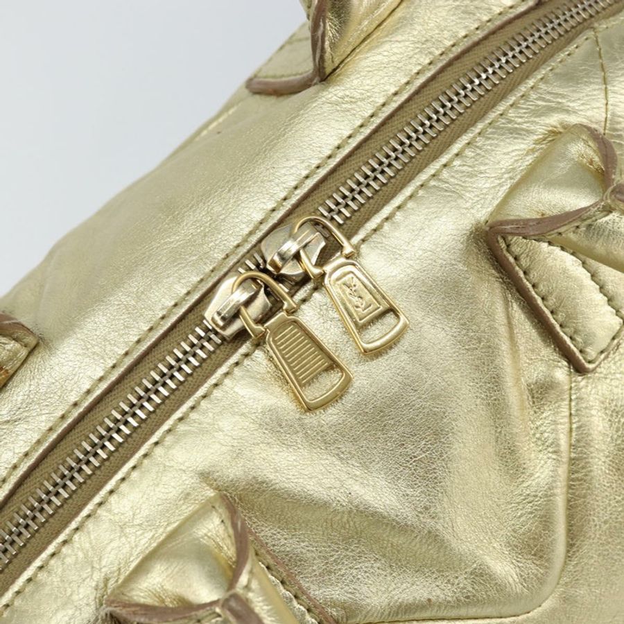 【日本直送】SAINT LAURENT 易 Mini Boston Bag 皮革金色正品 BA6609-9