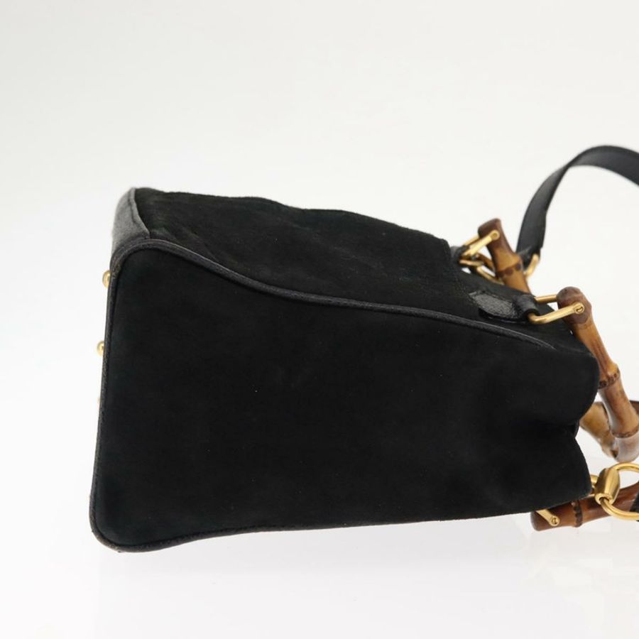 【日本直送】GUCCI 竹節手提包 麂皮 兩用 黑色 正品 BA6752-2