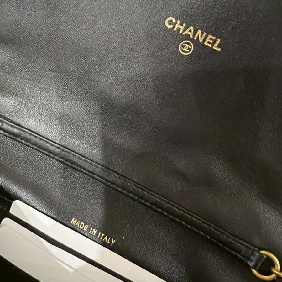CHANEL全新 黑金小羊皮斜背包 Woc/巴黎康朋總店購入 /全套購證配件-11