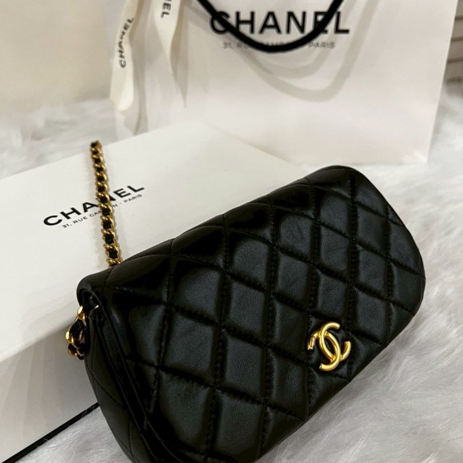 CHANEL全新 黑金小羊皮斜背包 Woc/巴黎康朋總店購入 /全套購證配件-2