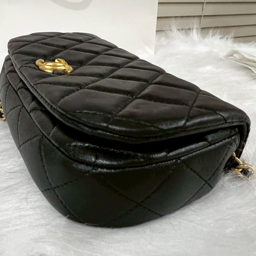 CHANEL全新 黑金小羊皮斜背包 Woc/巴黎康朋總店購入 /全套購證配件-5