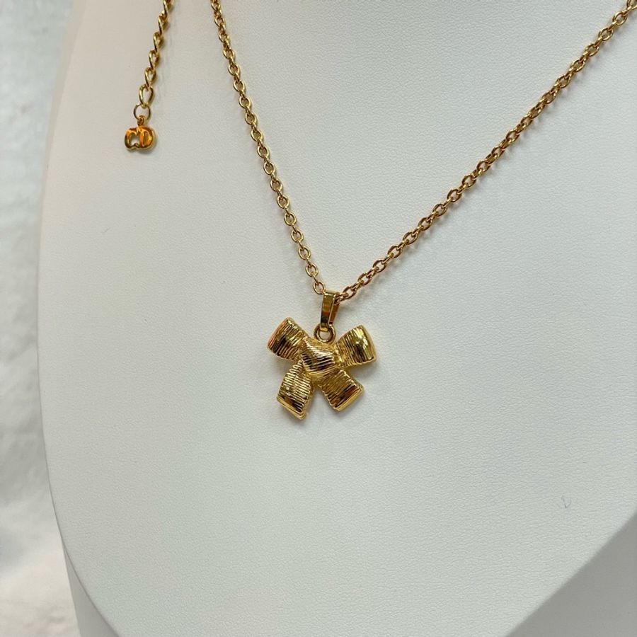 Dior 中古vintage 金色樹紋蝴蝶結項鏈 X735A-0