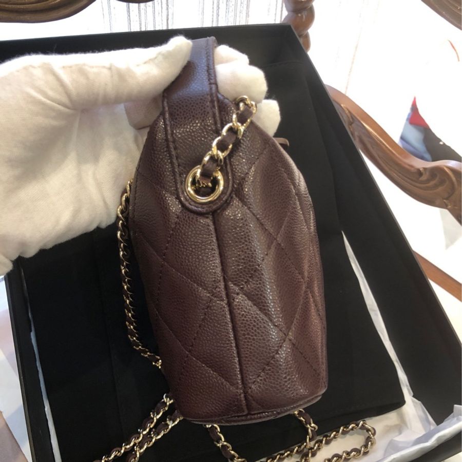 chanel 香奈儿酒红色hobo饭盒包 25年8月单-4