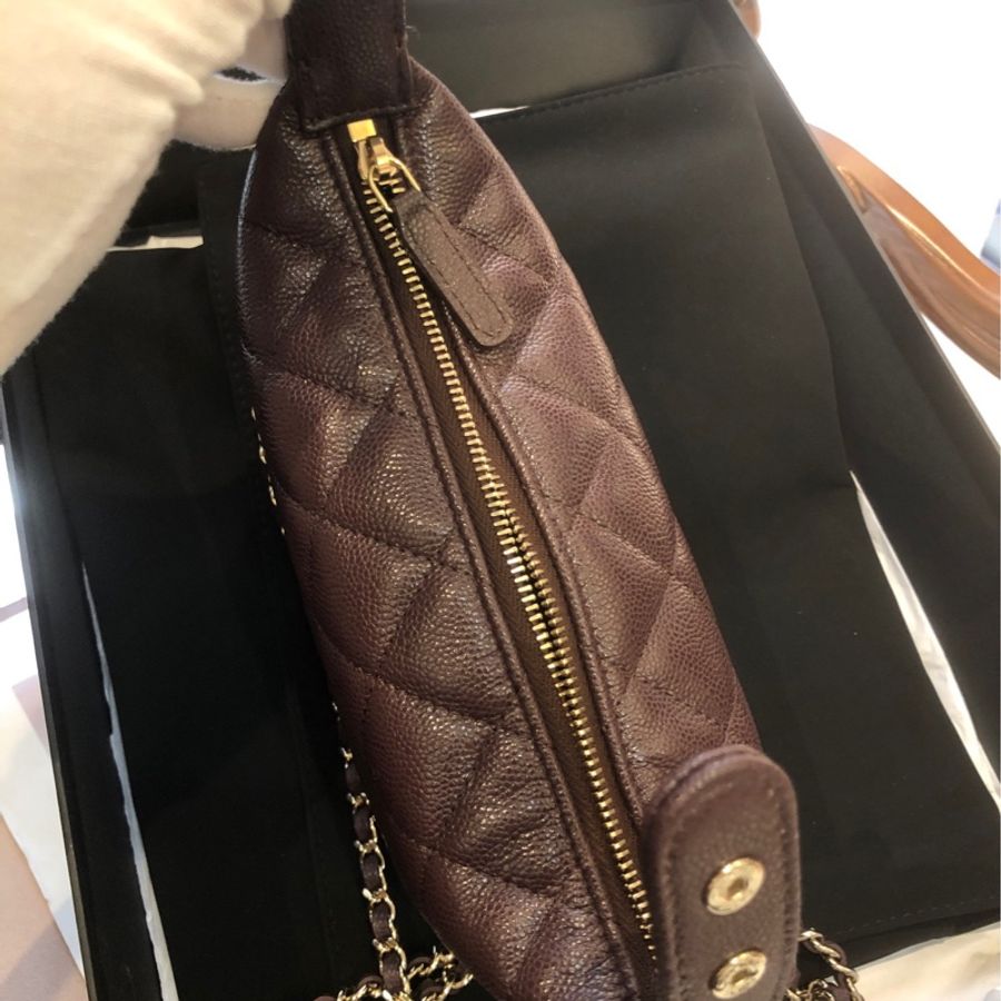 chanel 香奈儿酒红色hobo饭盒包 25年8月单-6
