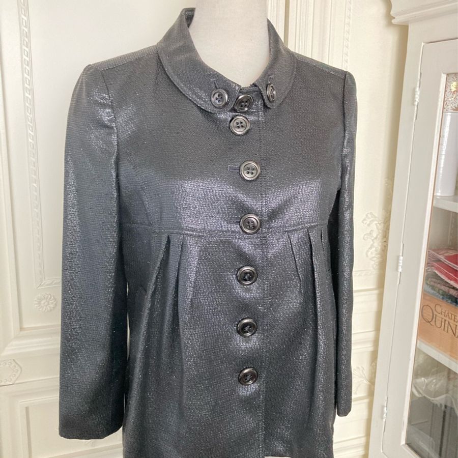 正品Burberry金屬鐵灰色微傘狀外套UK6(適合XS~S)-1