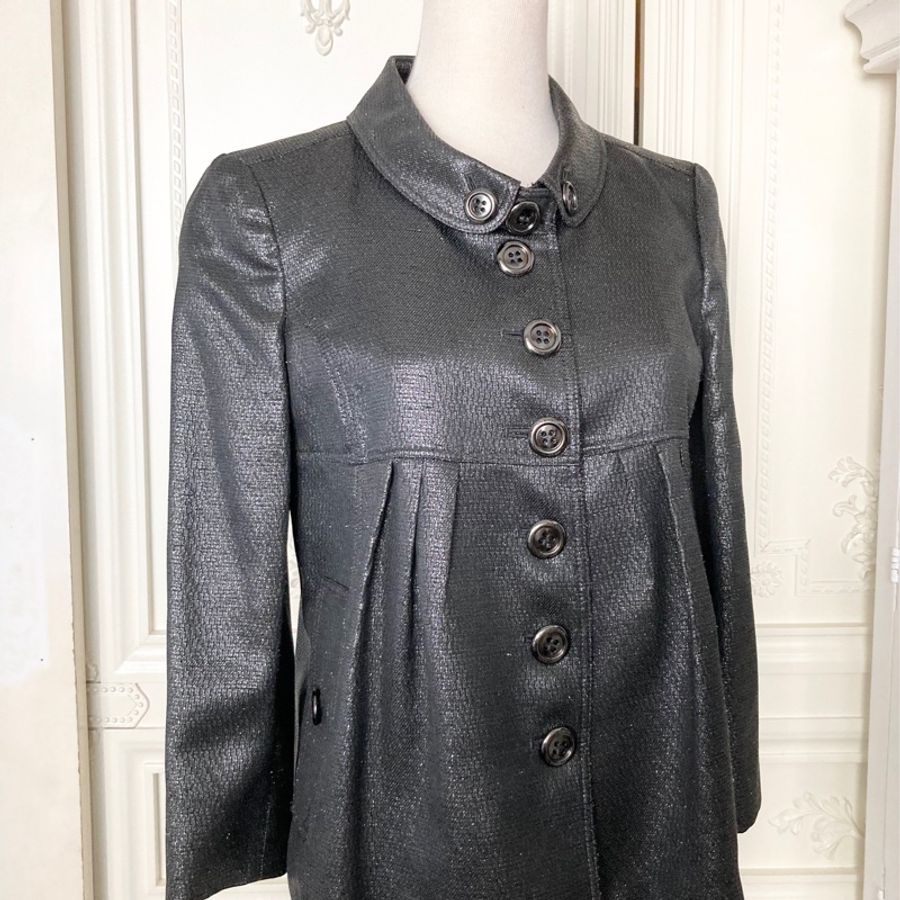 正品Burberry金屬鐵灰色微傘狀外套UK6(適合XS~S)-5