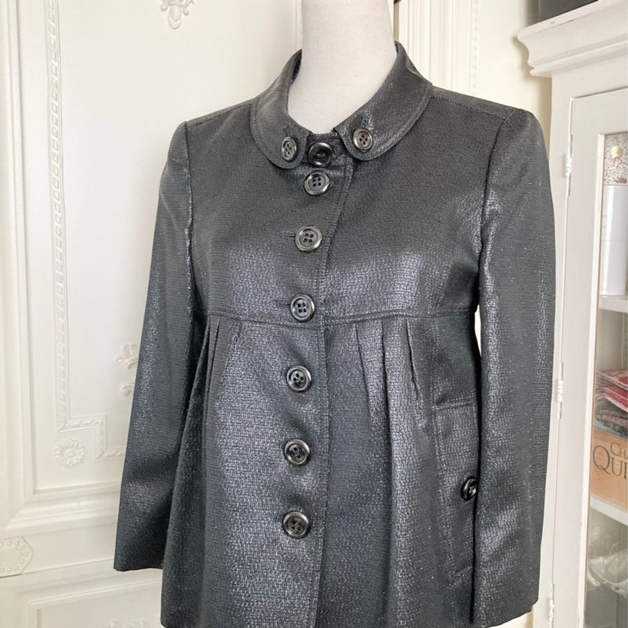 正品Burberry金屬鐵灰色微傘狀外套UK6(適合XS~S)-6