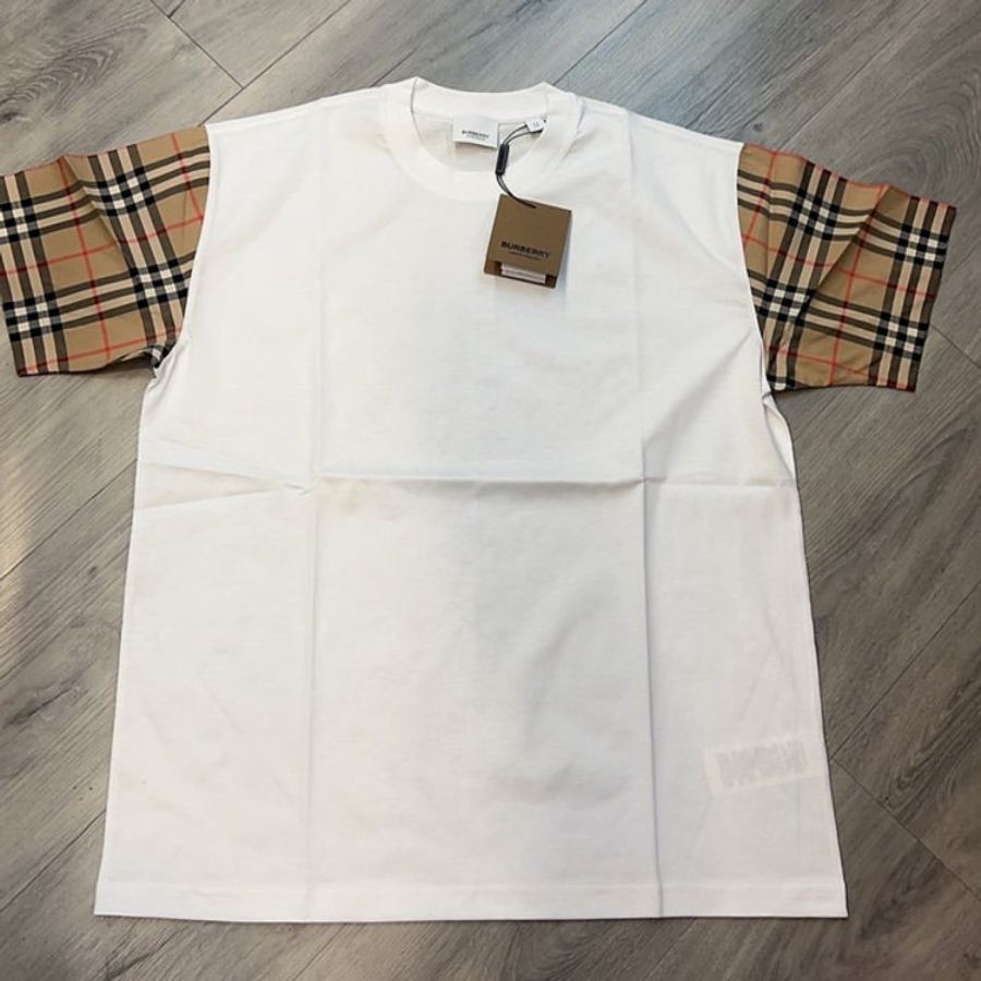 ⏰ 買對時間最省錢！雙11限時價開啟中🛒【BURBERRY 巴寶莉】經典格紋 印花棉質T恤 白(下單前須先私訊)-4