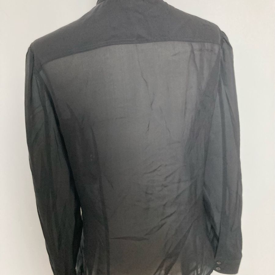 正品GUCCI 黑色布蕾絲很性感的絲質蕾絲襯衫/罩衫外套42號(M~L)-3