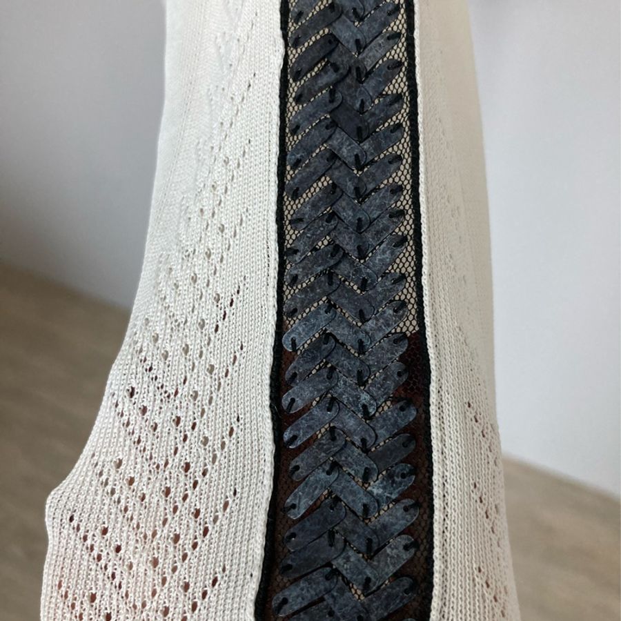 正品Dior 迪奧手工亮片繡白色針織長袖上衣38(SM)-3