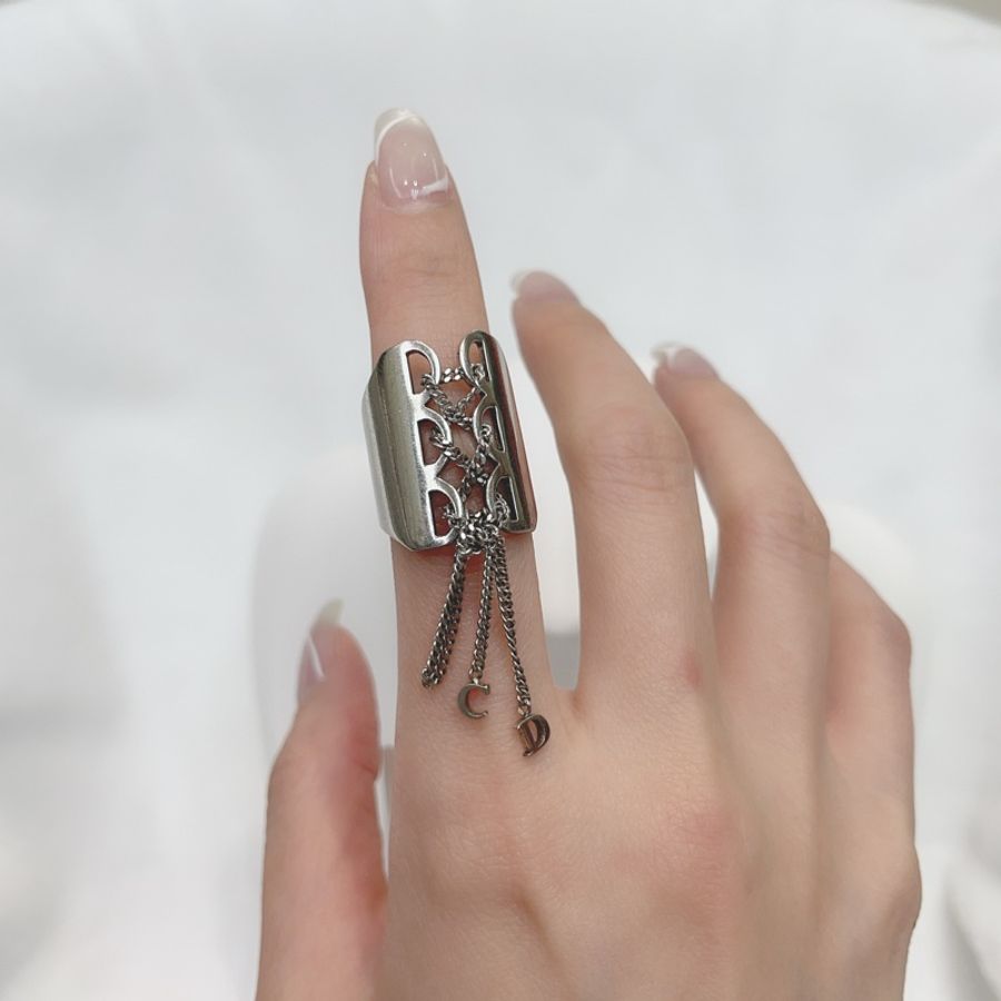 Dior 中古 vintage 蕾絲鏤空CD字樣 地雷系 戒指 XB764-1