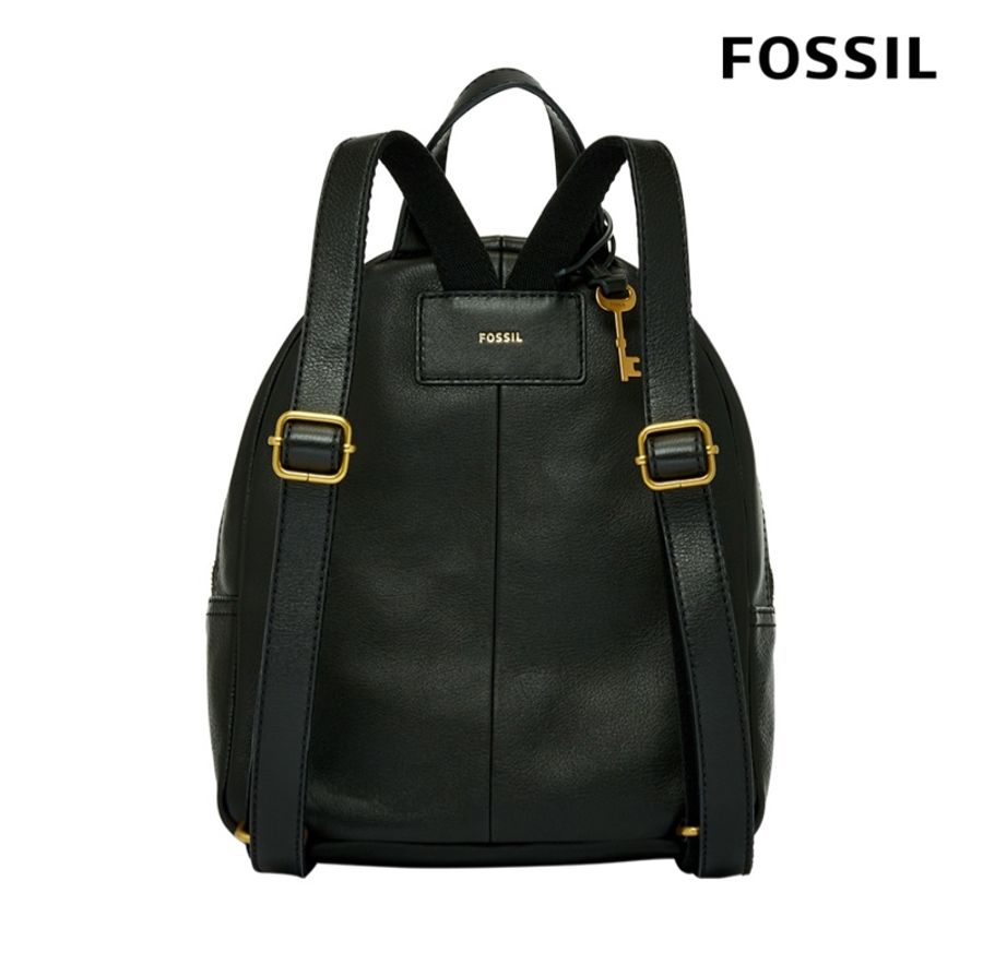 FOSSIL Megan 真皮小後背包-黑色-12