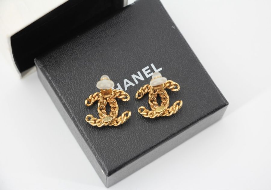 Chanel Vintage 03A 仿珍珠粒粒鍍金耳環-4