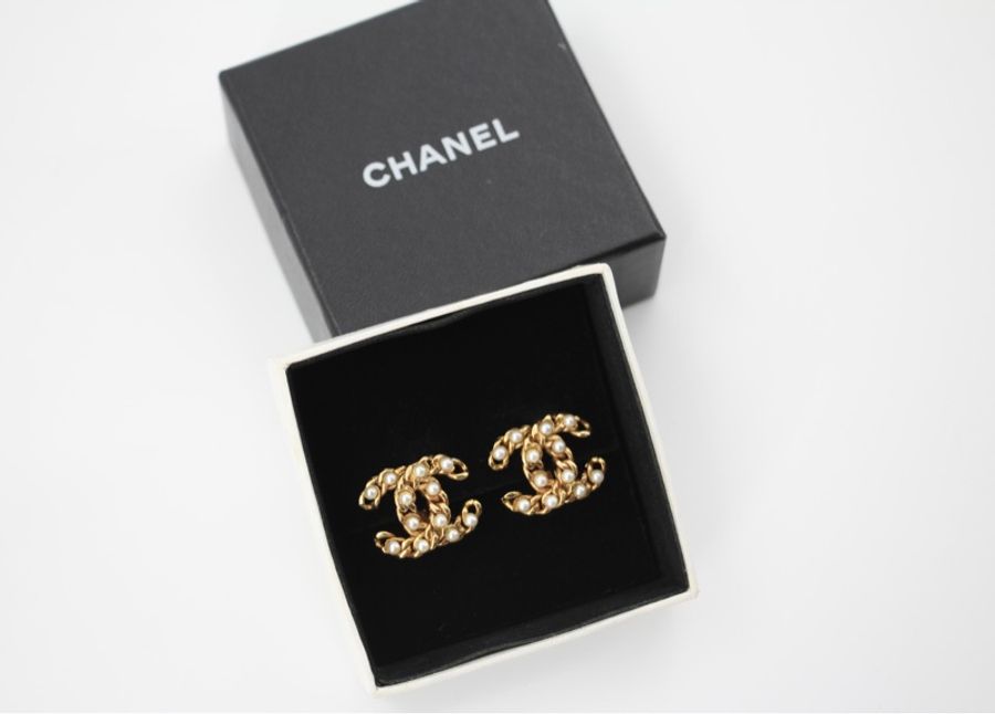Chanel Vintage 03A 仿珍珠粒粒鍍金耳環-11