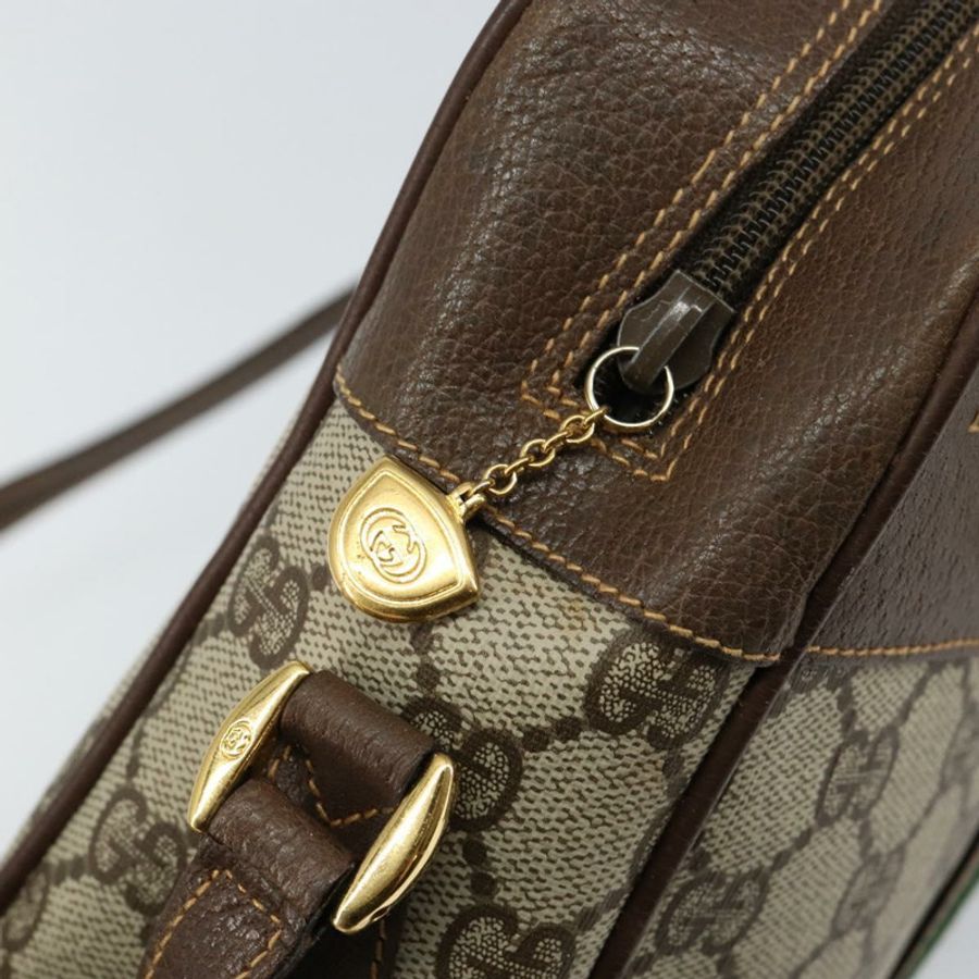 【日本直送】GUCCI GG Supreme Web Sherry Line 手提包 PVC 米色 金色 001 56 0852 Auth 146414-9