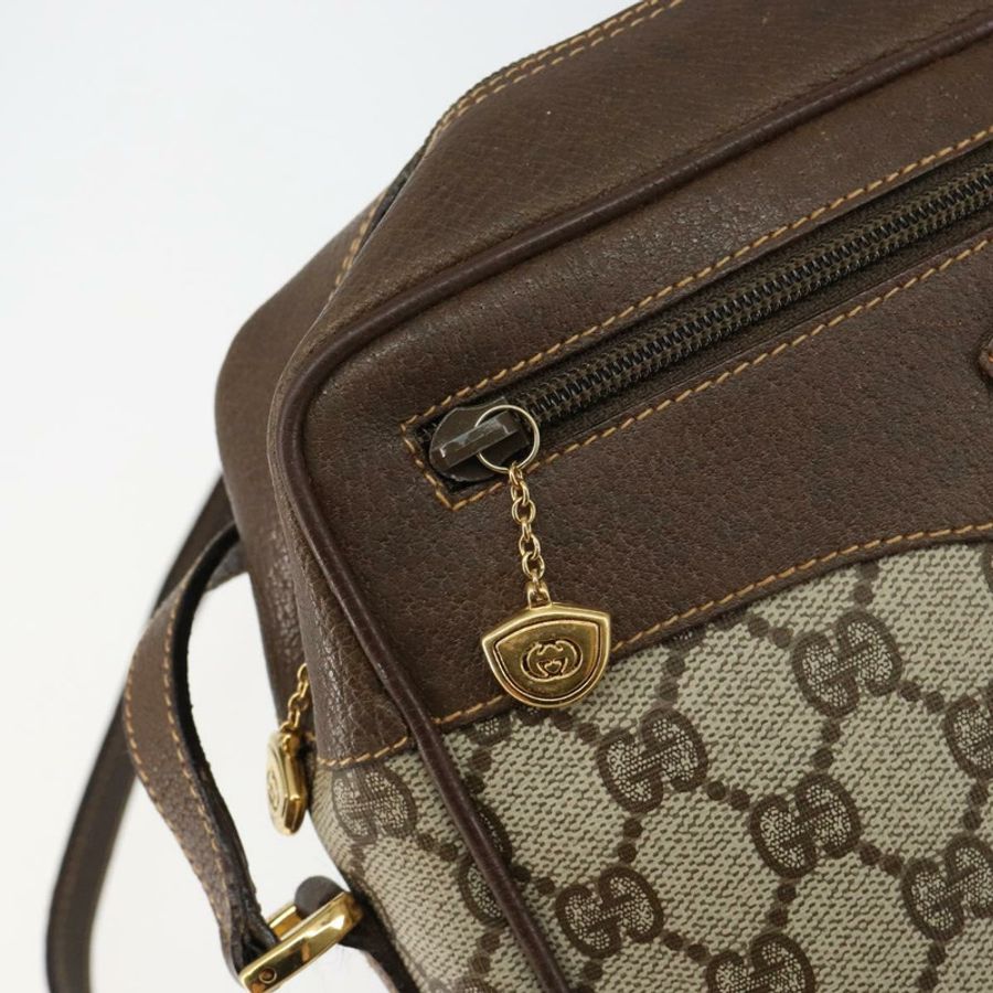 【日本直送】GUCCI GG Supreme Web Sherry Line 手提包 PVC 米色 金色 001 56 0852 Auth 146414-18