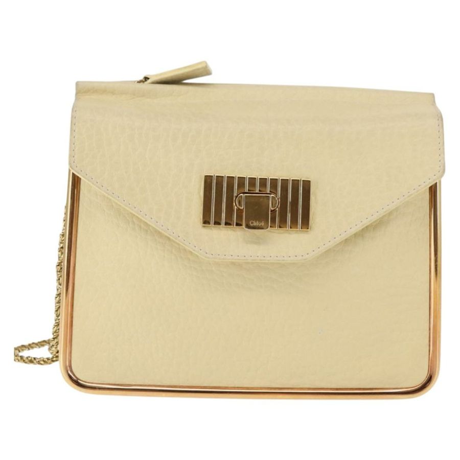【日本直送】Chloe Sally 肩背包 皮革 米色 金色 正品 bs29994-12