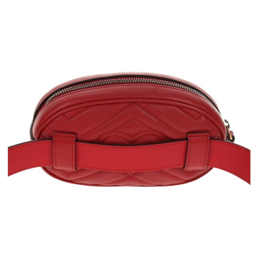 【日本直送】GUCCI GG Marmont 腰包 皮革 紅色 金色 476434 正品 146076V-1