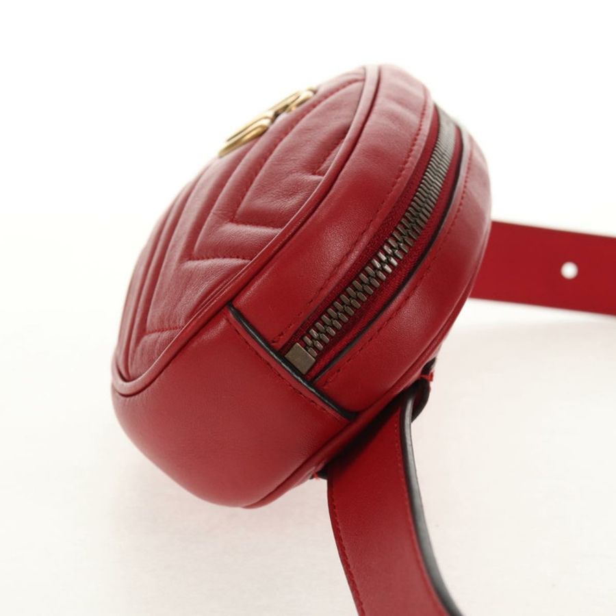 【日本直送】GUCCI GG Marmont 腰包 皮革 紅色 金色 476434 正品 146076V-2