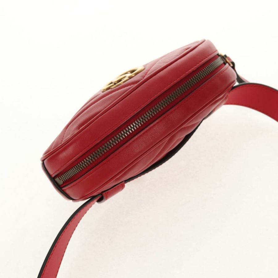 【日本直送】GUCCI GG Marmont 腰包 皮革 紅色 金色 476434 正品 146076V-5